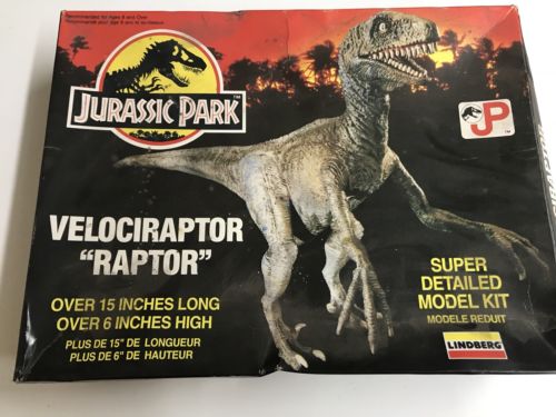 Vintage 1993 Lindberg JURASSIC PARK Velociraptor Raptor 15”L X 6” H Model Kit