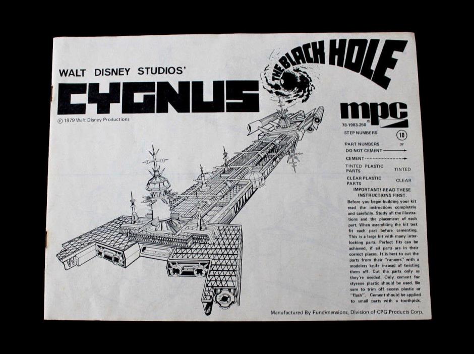 1979 MPC Disneys The Black Hole Cygnus Model Instruction Manual Only