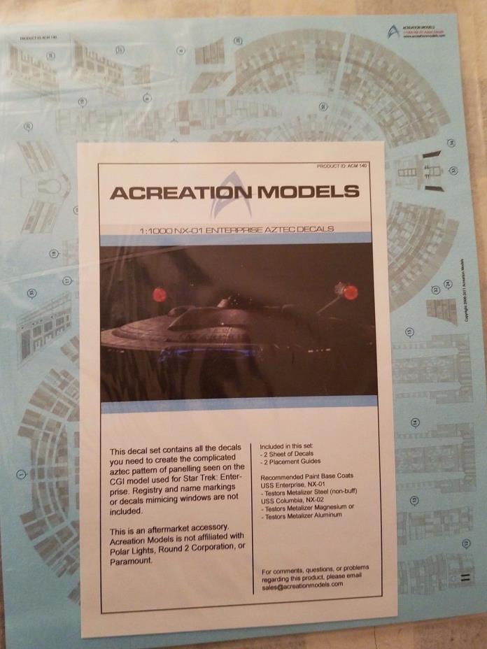 ACREATION MODELS 1:1000 NX-01 ENTERPRISE AZTEC DECALS
