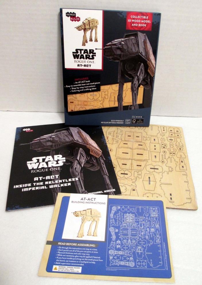 IncrediBuilds Star Wars Rogue One AT-ACT 3D Wood Model & Book Geek Fuel age 12+
