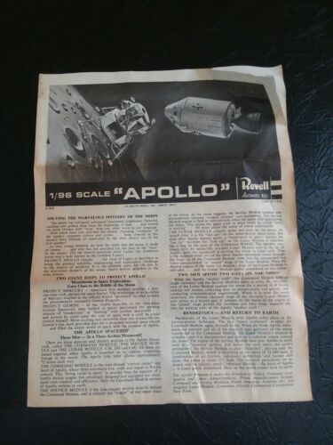 Vintage 1966 Revell Model Kit Instruction Sheet Apollo Spaceship  H-1836