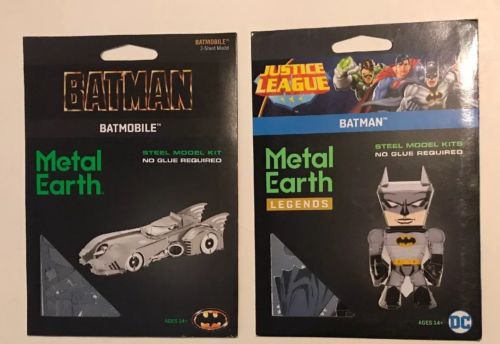 Metal Earth Justice League Set Of Two Batman & Batmobile Steel Model Kit