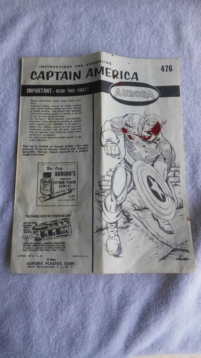 1966 Aurora Captain America Instruction Sheet #476