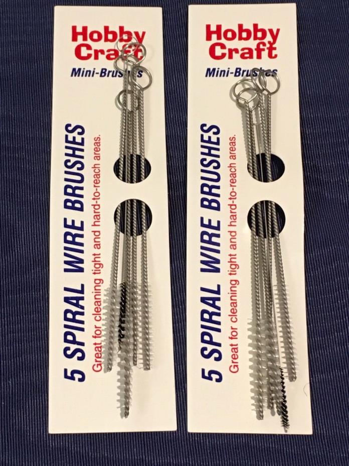 10 Pcs Spiral Wire Mini Brushes Nylon Head Stainless Stem Hobby Assorted Sizes