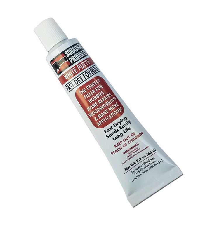 White Putty, Fast-Dry for Model & Hobby (2.3 oz tube) (Squadron 20200)