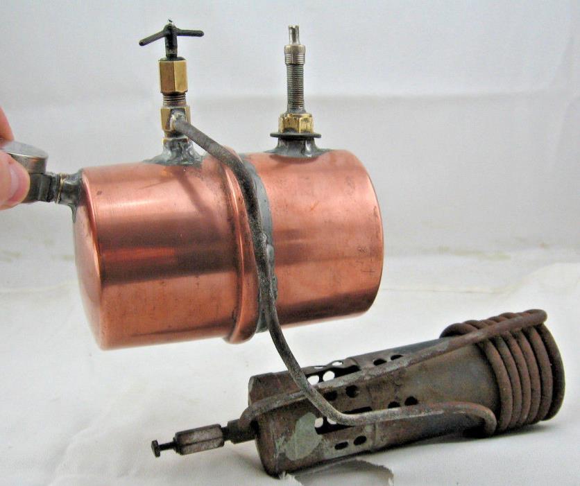 Vintage Copper  Live Steam Burner Petrol or White Gas Custom Made Estate Find