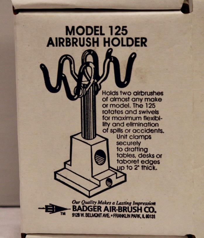 Badger Air Brush Holder Model 125 EUC Holds Two Airbrushes Rotates Swivels Clamp