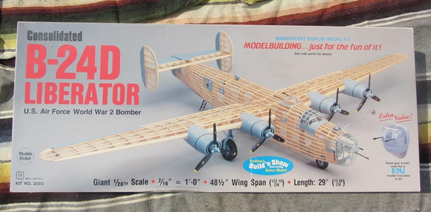 Guillow's Consolidated B-24D Liberator Model Kit New In Box Made In USA