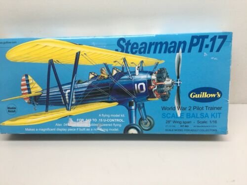 Guillow's Boeing Stearman Balsa Wood Model Airplane Kit GUI-803 FOR PARTS