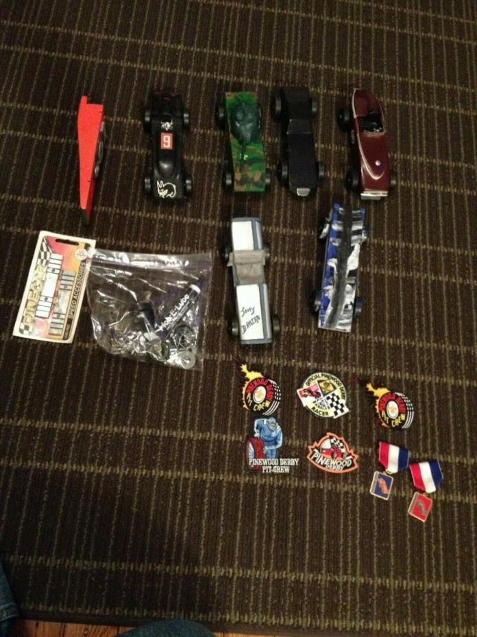 VINTAGE PINEWOOD DERBY RACE CARS & PARTS JUNK DRAWER LOT HAND MADE CUB SCOUTS