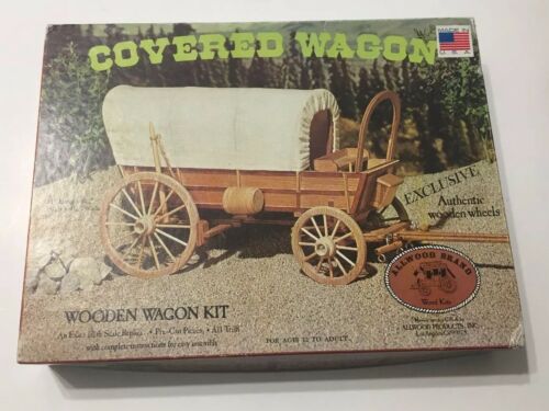 Allwood Brand Vintage 1977 Covered Wagon Wood Model Kit 1:16 Scale Unused