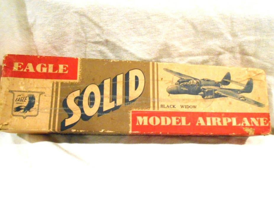 Eagle Black Widow Wood Air Plane Model Kit-Original Box-Unbuilt-Instructions