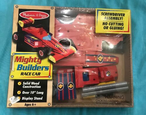 New NIB Melissa & Doug Mighty Builders Wooden Race Car Kit Ages 6+ Quality Set.