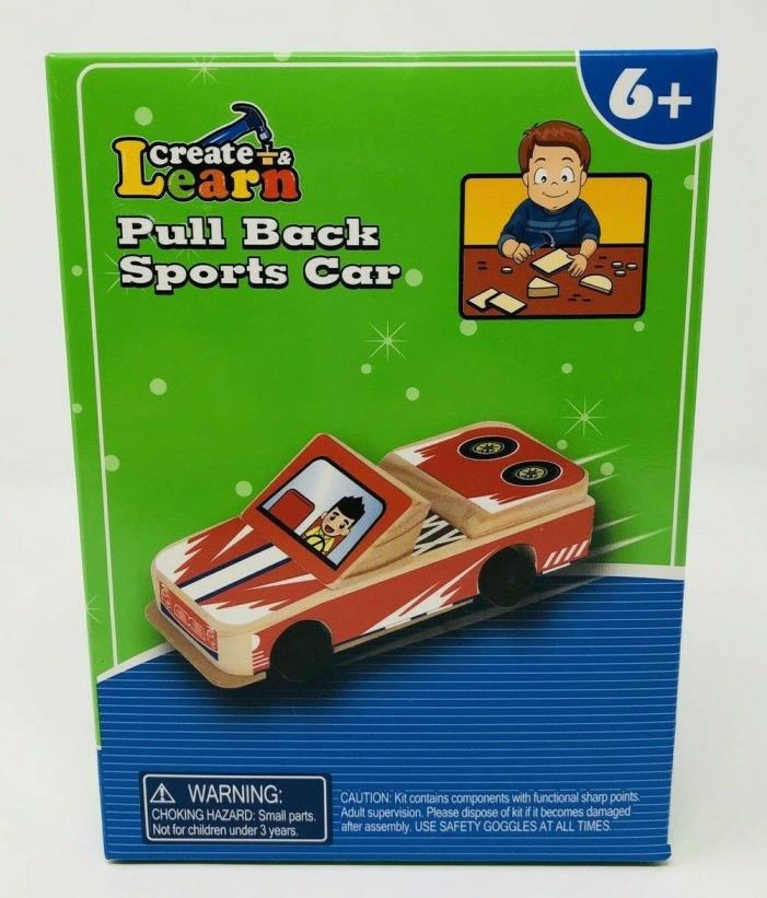 Create & Learn Build A Sport's Car Kid's Project Kit Pull Back Sports Car