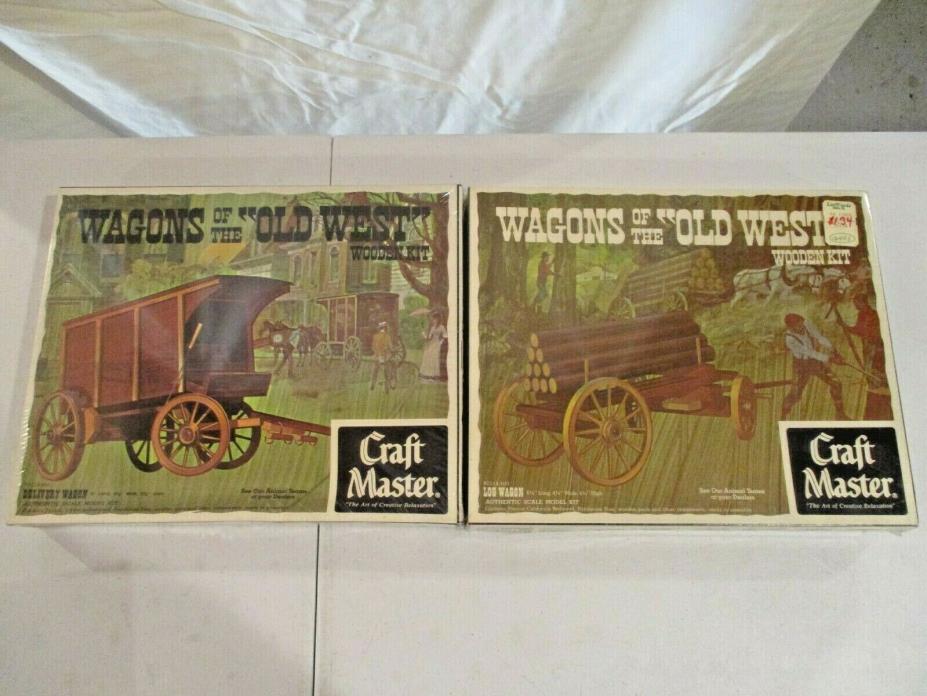 2 Vintage Craft Master Wagons of the Old West Wagon Authentic Wooden Kit Sealed