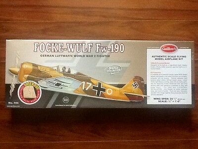 GUILLOW'S  WW II FOCKE-WULF FW-190 BALSA MODEL AIRPLANE KIT # 406 FACTORY SEALED