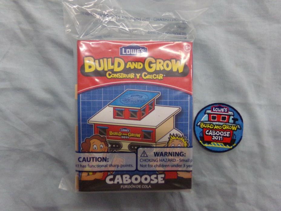 Set of Lowes Build And Grow 2011 Caboose Car Wood Kit & Embroidered Patch NEW