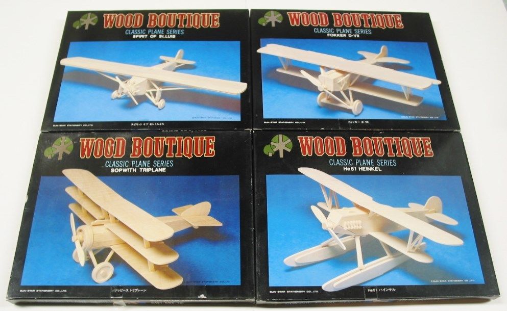 Vintage Wood Boutique Model Airplane Kits - 4 Models