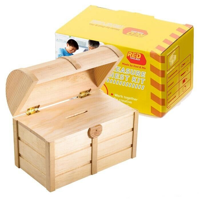 Treasure Chest Bank Kit Wood Carpentry Craft Kit by Red Tool Box New in Pkg