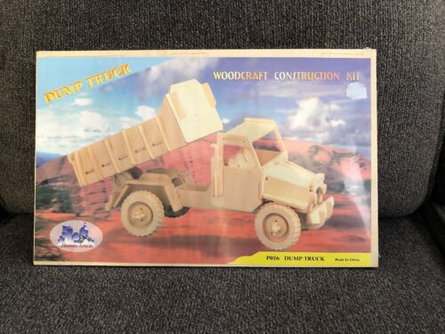Dump Truck: Woodcraft Construction Kit Wooden 3D Model P026 Wood Toy