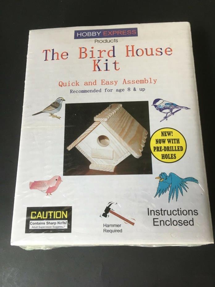Easy Wood Kit Bird House Pre Drilled Holes Hobby Kid Scout NEW