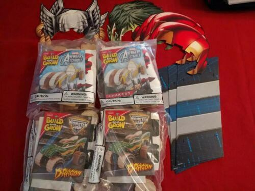 Lot/4 Lowes Build & Grow 2 Thors chariot 2 monster jam dragon Wood building kit
