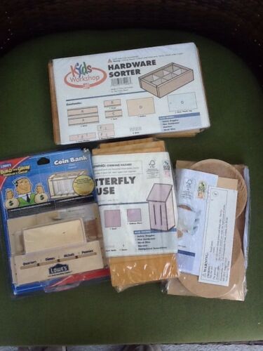 Lot of 6 wooden child woodworking projects Lowes, Kids Workshop