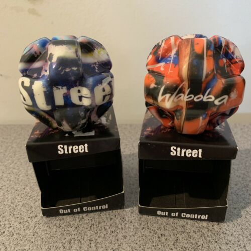 SET of 2 Waboba Street Ball Balls Bouncing Crazy Spinning Blue/Purple Orange NIB