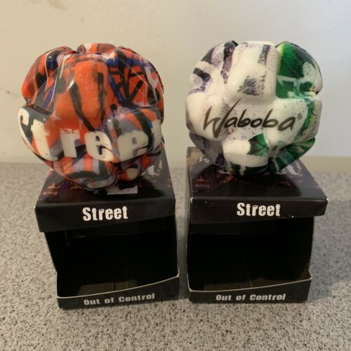 SET of 2 Waboba Street Ball Balls Bouncing Crazy Spinning Orange White/Green NIB