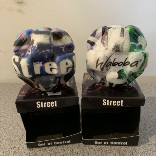 2 Waboba Street Ball Balls Bouncing Crazy Spinning Blue/Purple White/Green