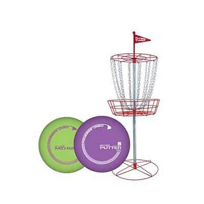 Wham-O Official Frisbee Disc Golf Set with 6 Discs and Red Target (Used)