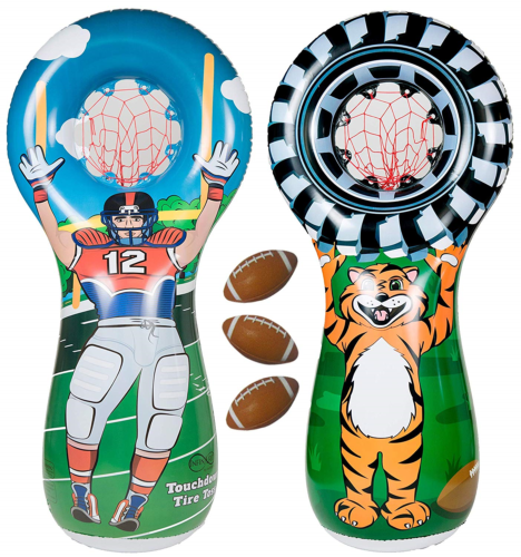 ImpiriLux Inflatable Football Toss Sports Game with 3 Mini Footballs Included |
