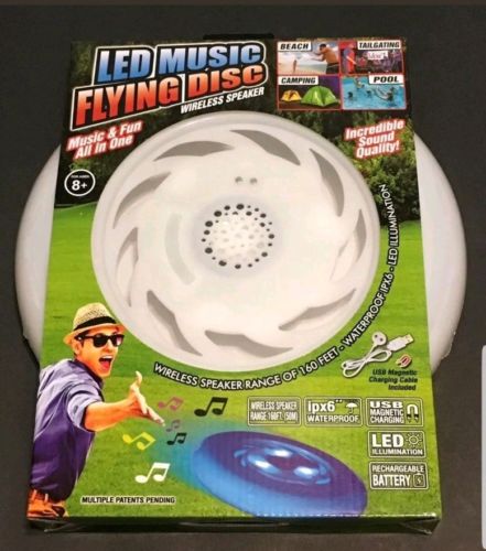 NEW LED Music Flying Disc Frisbee Wireless speaker Rechargeable - White