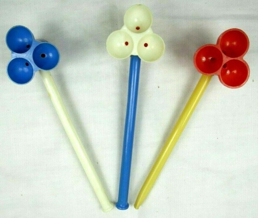 Vintage Yuletide Bubble Pipes Plastic 3 Bowls Toy White Red Blue Yellow Lot of 3