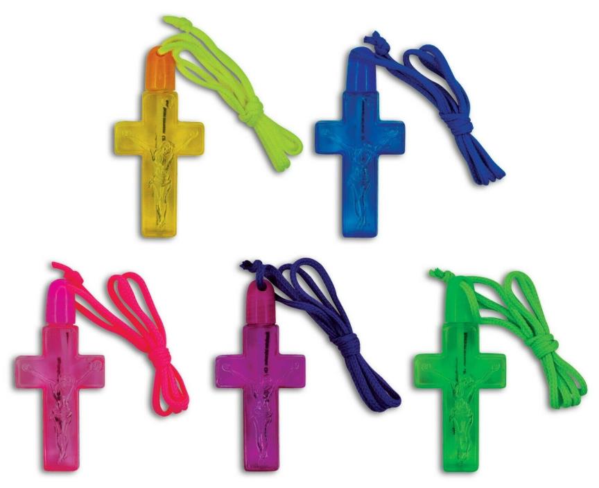 Bright Colored Cross Shaped Bubble Necklace Party Favors - 12 Pack