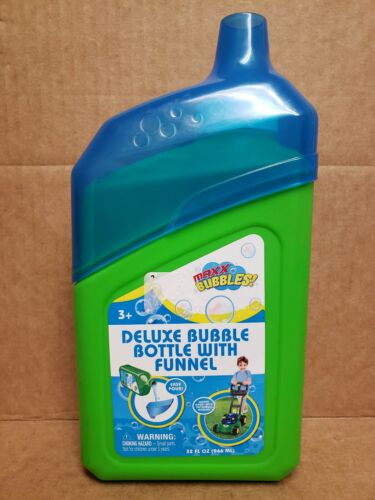 Maxx Bubbles Deluxe Bubble Bottle With Funnel Age 4+ 32 oz Bottle NEW SEALED