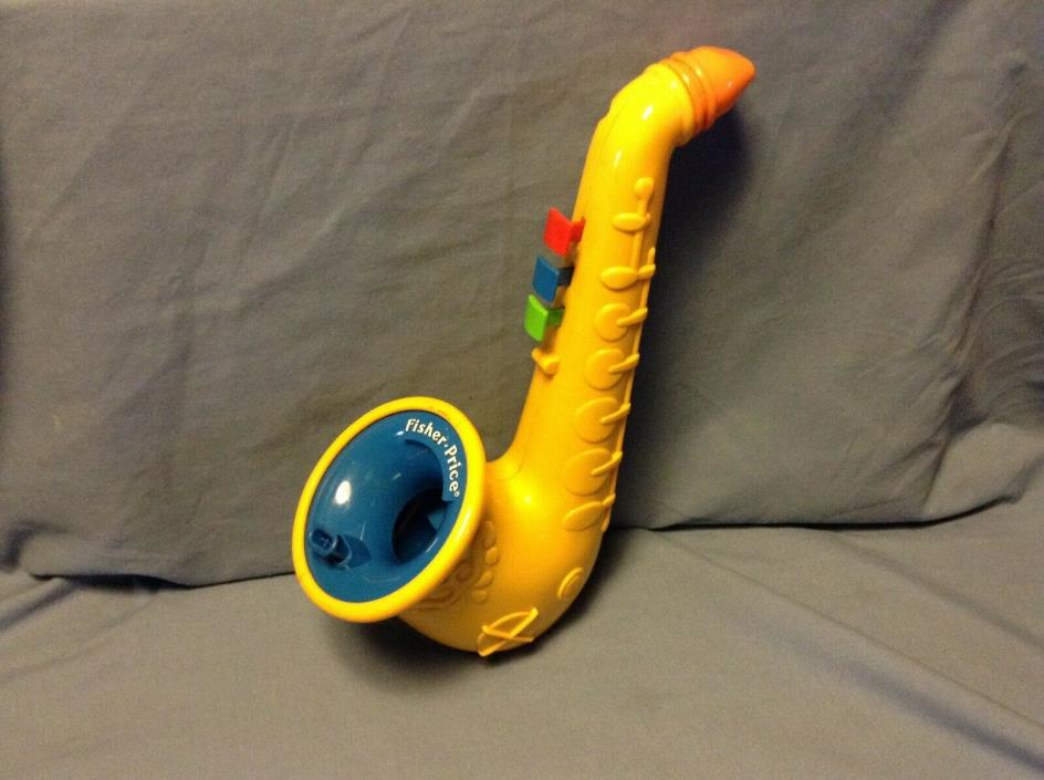 Vintage Fisher Price Yellow Saxophone Sax Musical Bubble Blowing Toy Works