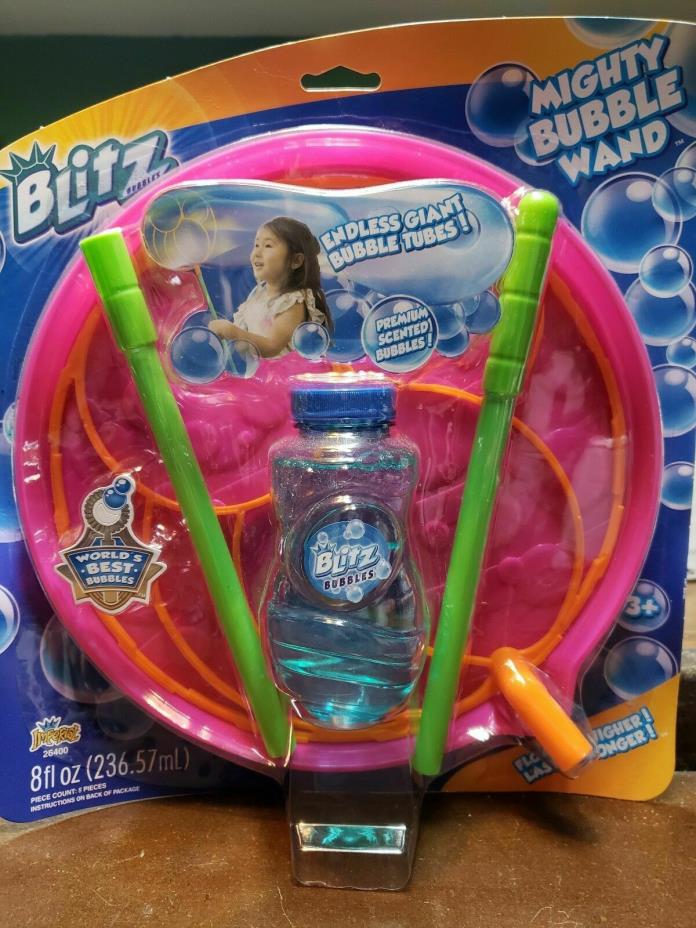 Bubble Blitz Mighty Wand Giant Bubble Maker Solution Tray Kids Fun Play Kit