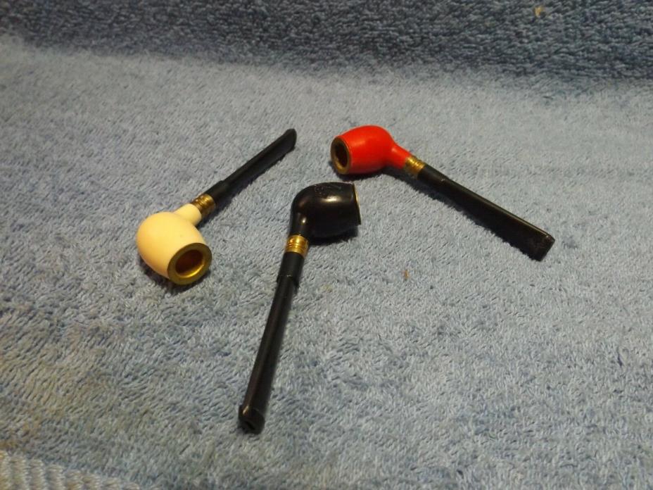 (3) Toy Bubble Pipes, red, white & black, 3