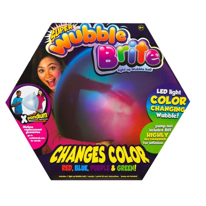 New Super Wubble Brite LED Color-Changing Light-Up Wubble Ball