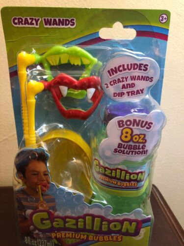 CRAZY WANDS GAZILLION PREMIUM BUBBLES W/2 CARZY WANDS & TRAY. NEW