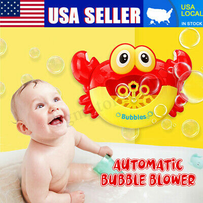 Bubble Machine Crab Automatic Bubble Maker Blower Music Bath Toys For Baby US