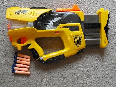 Nerf N-Strike REV 8 Firefly Blaster Yellow with Ammo - WORKS - FREE SHIPPING