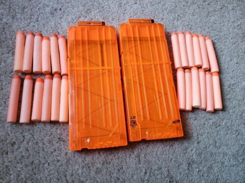 2 nerf n strike elite 12 round clip dart ammo magazines and 24 rounds foam darts