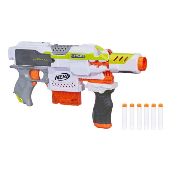 Modulus Motorized Toy Blaster Drop Grip Barrel Extension 6 Dart Clips Kids Gift