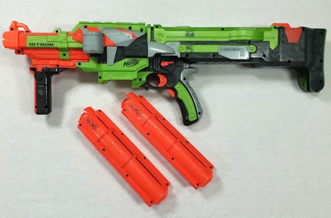 Nerf Vortex Nitron Disc Blaster Full Auto Electronic Trigger 2-20 Round Clips