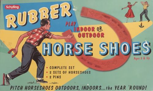 Vintage SCHYLLING Rubber Horseshoes Game Complete Set Indoor/Outdoor Horse Shoes