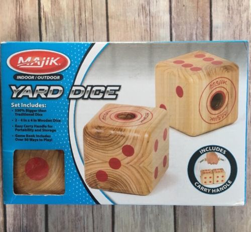 BRAND NEW Majik Wooden Yard Dice Set - Solid Wood - Game Book Over 50 Ways Play