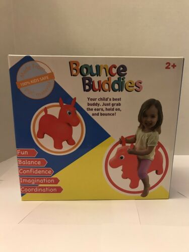 BOUNCE BUDDIES Children's Riding Toy Ages 2+ NIB With Air Pump Red Horse