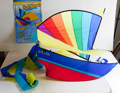 Go Fly A Kite Rainbow Ship 26 x 28 Nylon Sail Boat Streamers